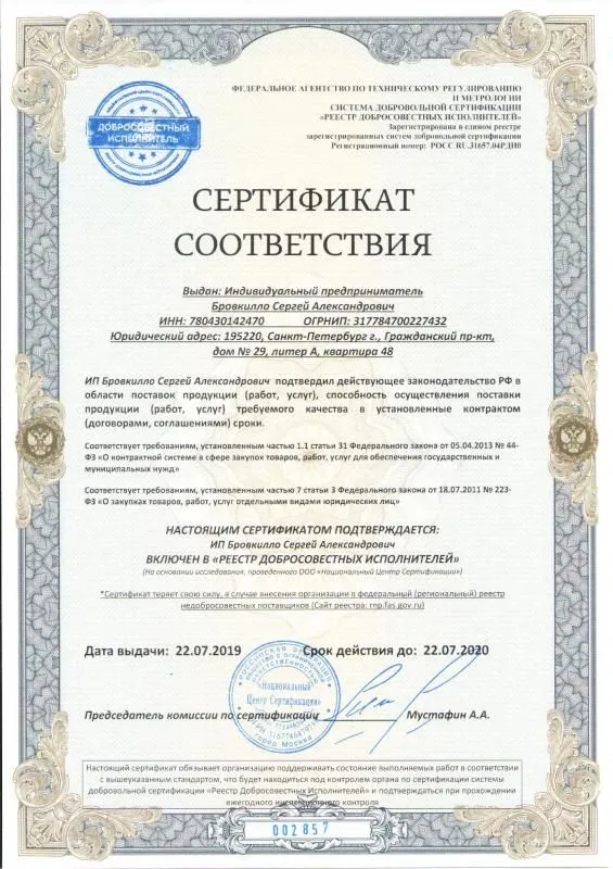Реестр добросовестных исполнителей в Твери